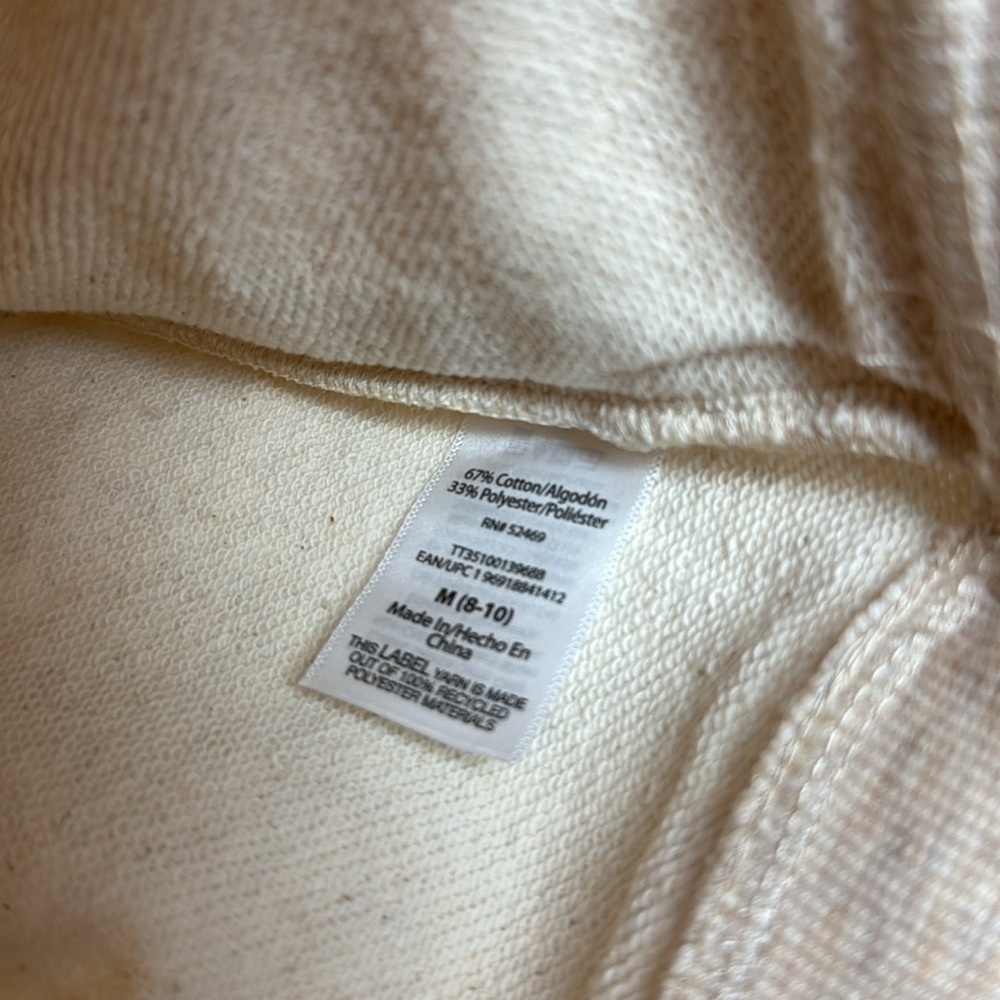 Mock Neck Henley Creme Beige Tan Button-Up Pullover Sweatshirt Size M NWT - Picture 8 of 9